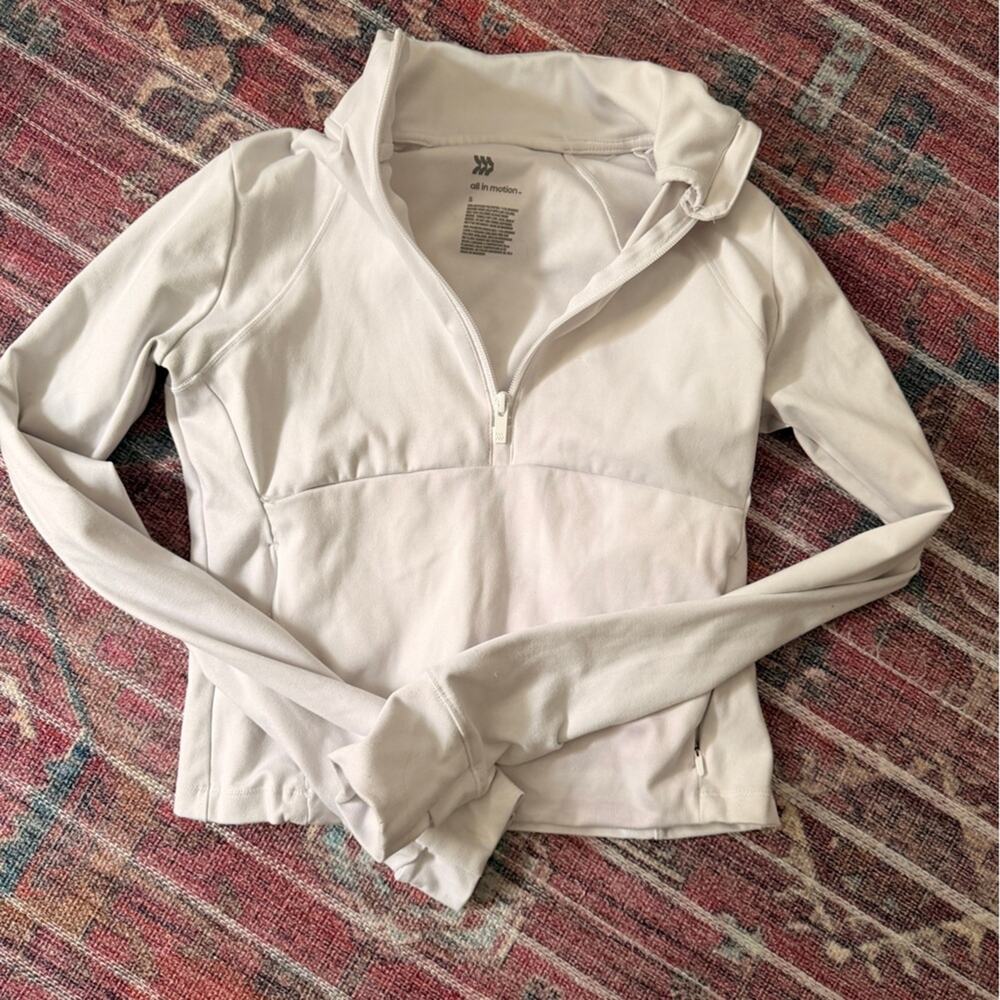 White quarter zip up workout top size small good condition